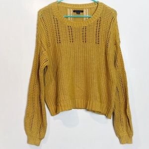 American Eagle Warm Autumn Gold Crochet Sweater